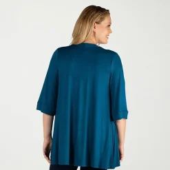 24seven Comfort Apparel Womens Elbow Sleeve Open Front Plus Cardigan