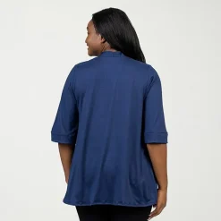 24seven Comfort Apparel Womens Elbow Sleeve Open Front Plus Cardigan