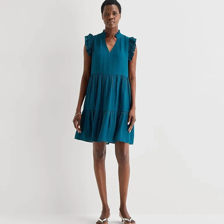 52seven Womens Notch Neck Sleeveless Shift Dress