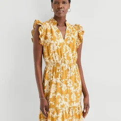52seven Womens Notch Neck Sleeveless Ruffled Maxi Dress
