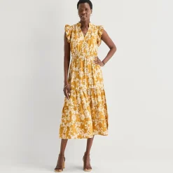 52seven Womens Notch Neck Sleeveless Ruffled Maxi Dress