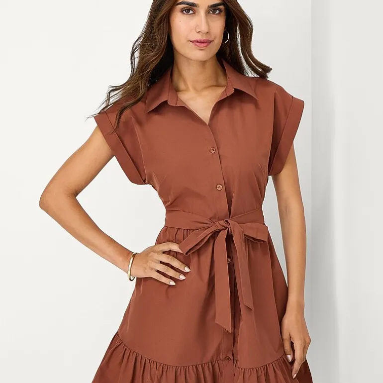 52seven Womens Short Sleeve Shirt Dress