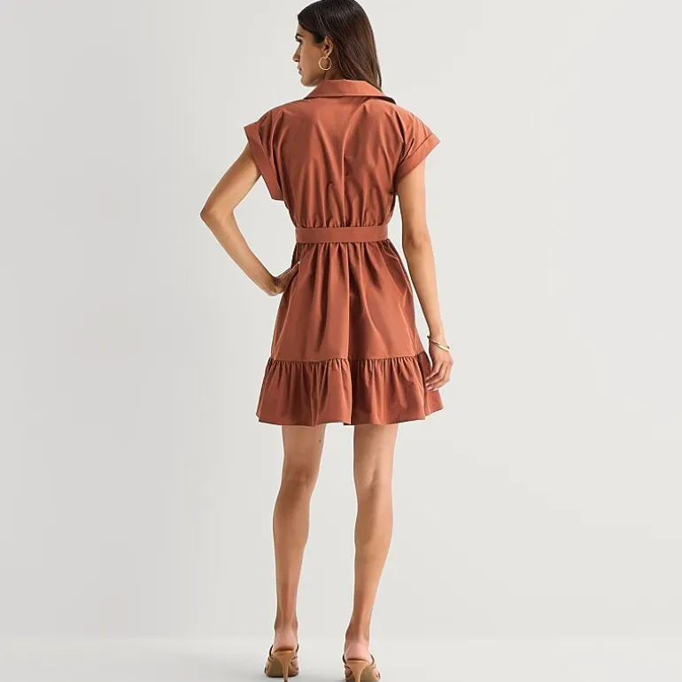 52seven Womens Short Sleeve Shirt Dress