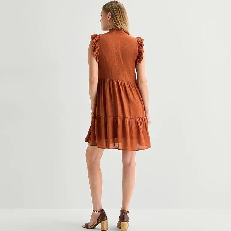 52seven Womens V Neck Sleeveless Shift Dress