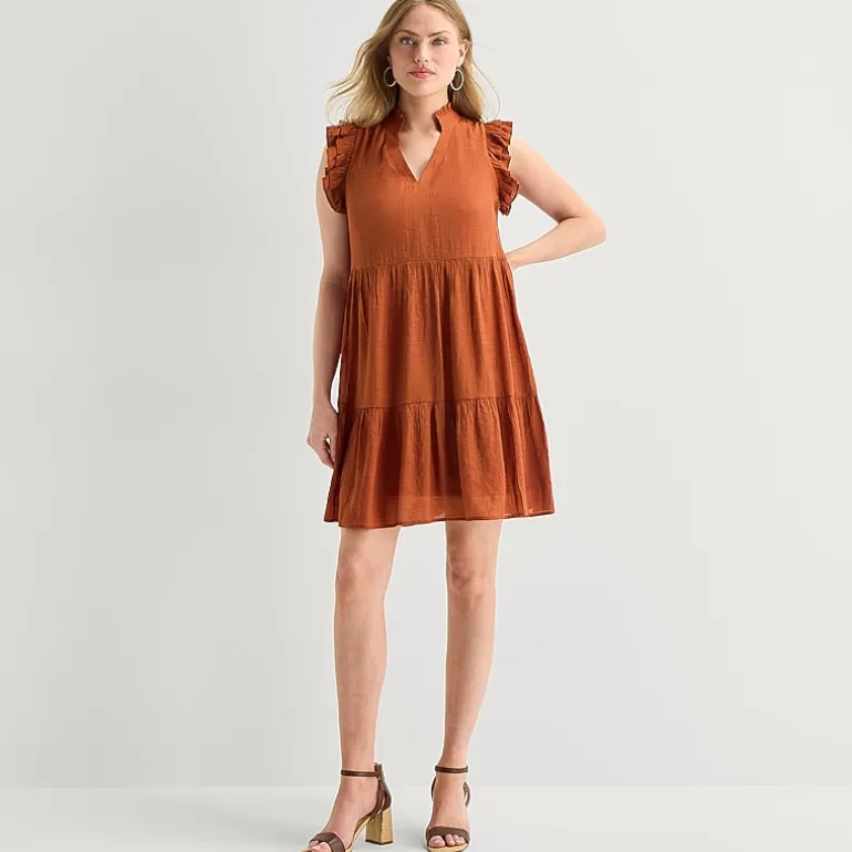 52seven Womens V Neck Sleeveless Shift Dress