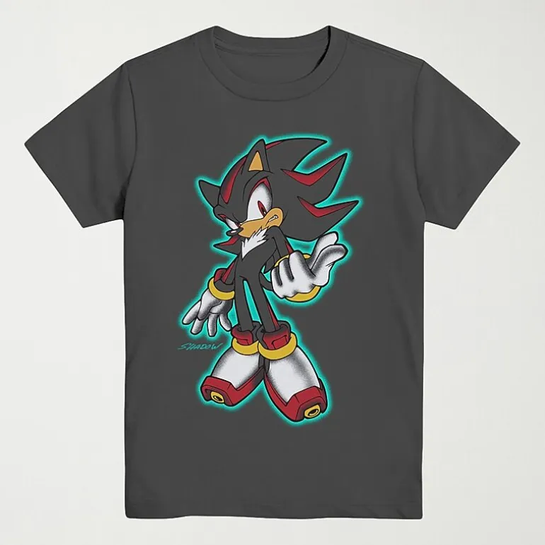 Shadow Little & Big Kid Boys Crew Neck Short Sleeve Regular Fit Sonic the Hedgehog Graphic T-Shirt