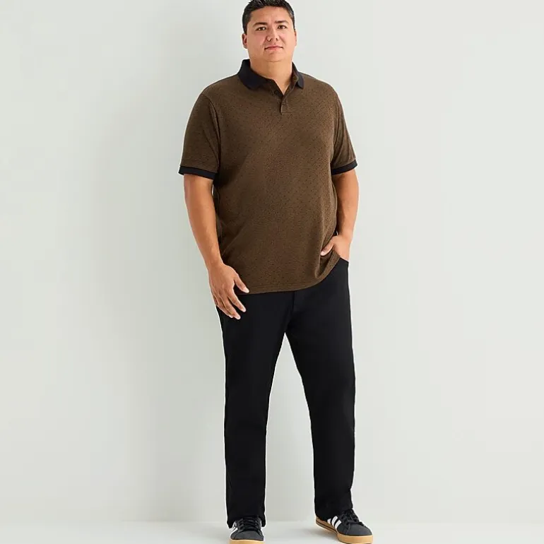 Shaquille O'Neal XLG™ Basket Weave Big and Tall Mens Regular Fit Short Sleeve Polo Shirt