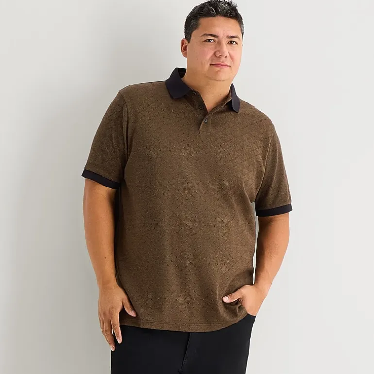 Shaquille O'Neal XLG™ Basket Weave Big and Tall Mens Regular Fit Short Sleeve Polo Shirt