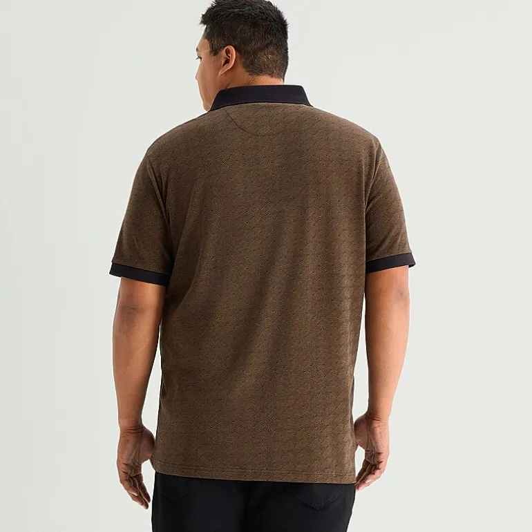 Shaquille O'Neal XLG™ Basket Weave Big and Tall Mens Regular Fit Short Sleeve Polo Shirt