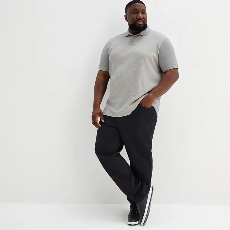 Shaquille O'Neal XLG™ Jacquard Big and Tall Mens Regular Fit Short Sleeve Polo Shirt
