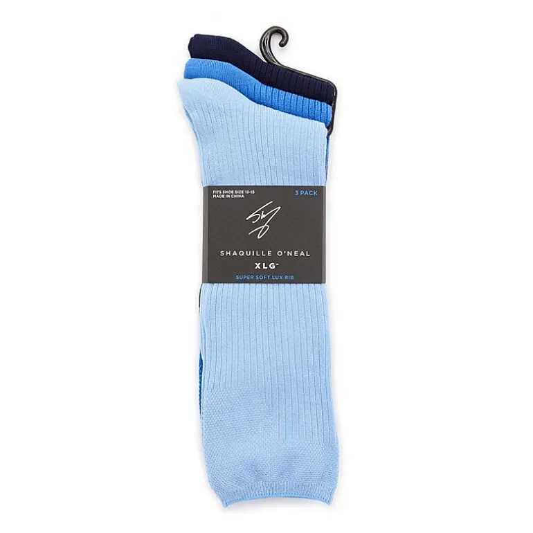 Shaquille O'Neal XLG™ Lux Rib Mens 3 Pair Big and Tall Crew Socks