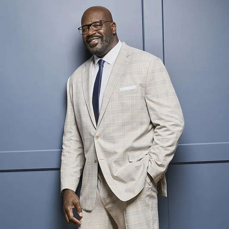 Shaquille O'Neal XLG Men's Big and Tall Stretch Fit Plaid Suit Separates