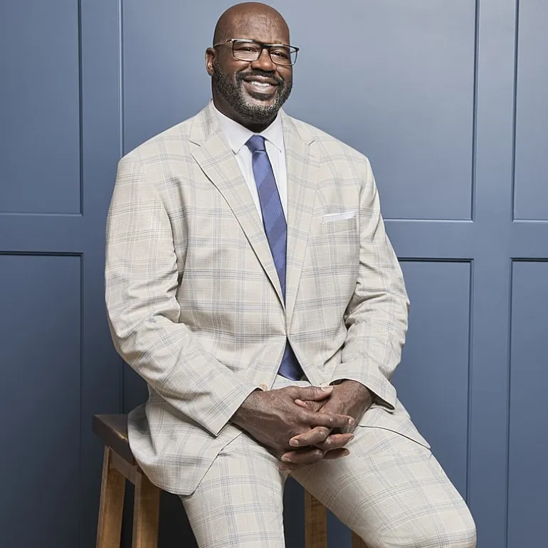 Shaquille O'Neal XLG Men's Big and Tall Stretch Fit Plaid Suit Separates