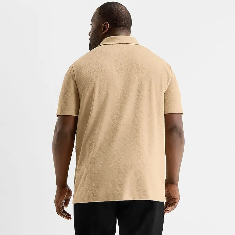 Shaquille O'Neal XLG™ Quarter Zip Big and Tall Mens Classic Fit Short Sleeve Polo Shirt