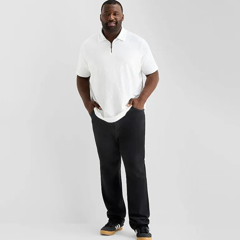 Shaquille O'Neal XLG™ Quarter Zip Big and Tall Mens Classic Fit Short Sleeve Polo Shirt