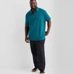 Shaquille O'Neal XLG™ Quarter Zip Big and Tall Mens Classic Fit Short Sleeve Polo Shirt