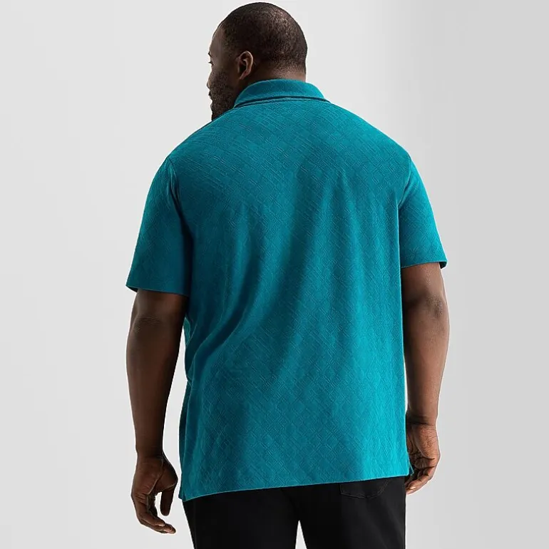 Shaquille O'Neal XLG™ Quarter Zip Big and Tall Mens Classic Fit Short Sleeve Polo Shirt