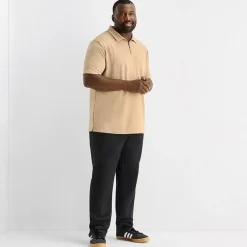 Shaquille O'Neal XLG™ Quarter Zip Big and Tall Mens Classic Fit Short Sleeve Polo Shirt