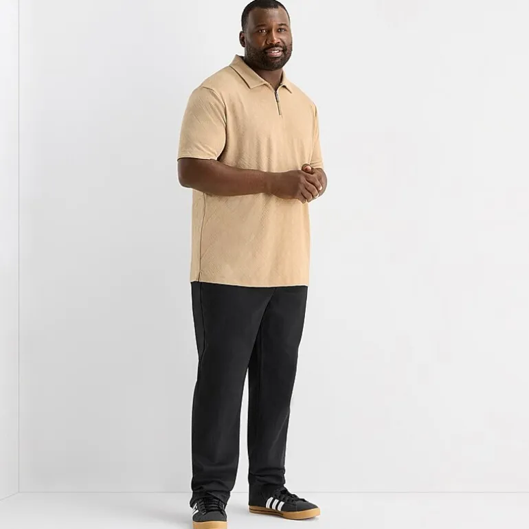 Shaquille O'Neal XLG™ Quarter Zip Big and Tall Mens Classic Fit Short Sleeve Polo Shirt