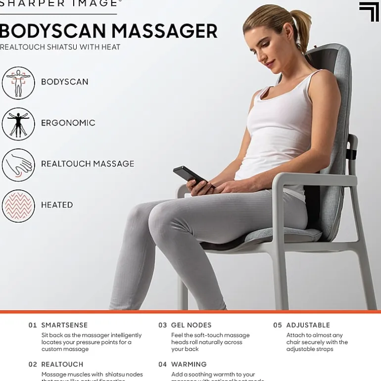 Sharper Image Smartsense Shiatsu Realtouch Chair Pad with Heat Massager
