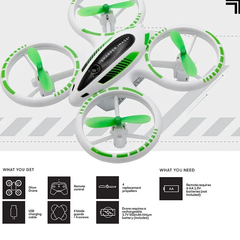Sharper Image 2.4GHz RC Glow Up Stunt Drone with LED Lights