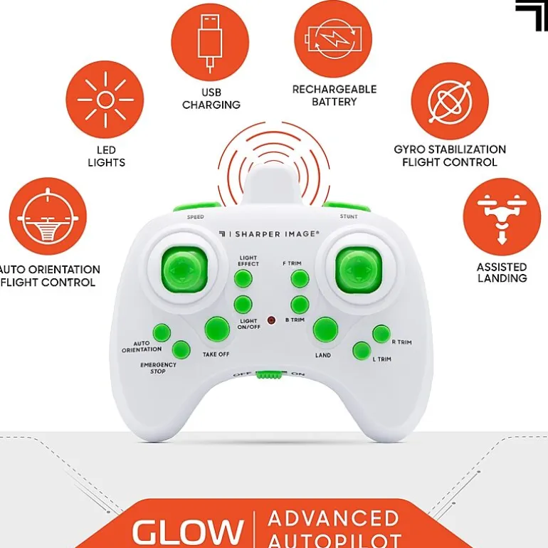 Sharper Image 2.4GHz RC Glow Up Stunt Drone with LED Lights