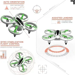 Sharper Image 2.4GHz RC Glow Up Stunt Drone with LED Lights