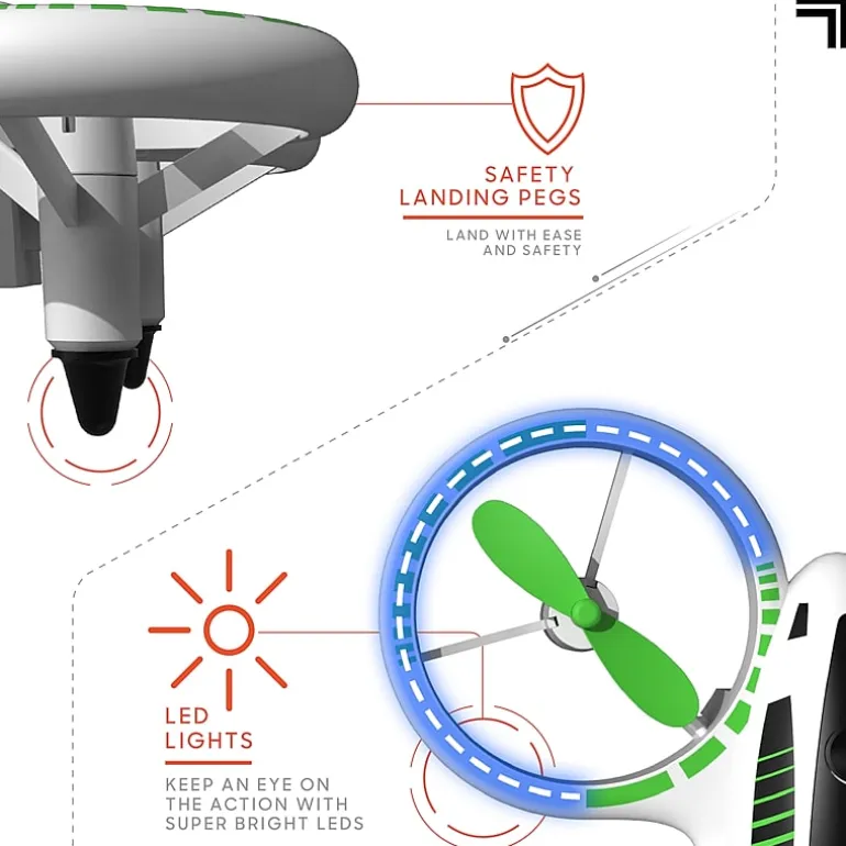 Sharper Image 2.4GHz RC Glow Up Stunt Drone with LED Lights