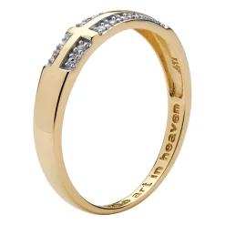 Sideways Mens Diamond Accent Natural White Diamond 10K Gold Cross Fashion Ring