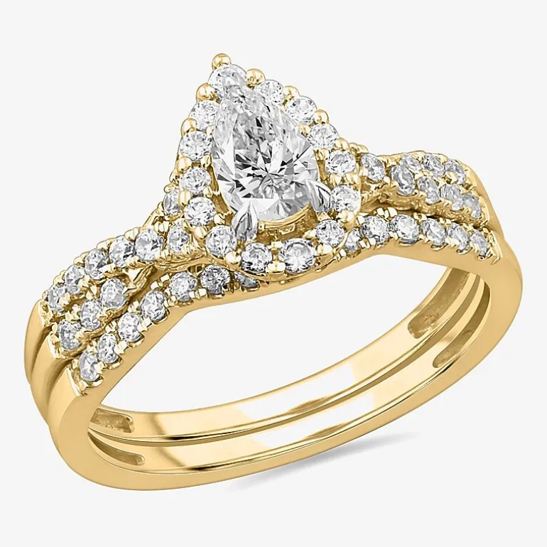 Signature By Modern Bride 7/8 CT.T.W. Lab-Grown (G-H / SI1-SI2) Diamond Pear Side Stone Bridal Set in 10K or 14K Gold