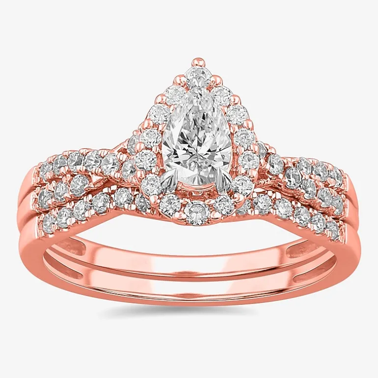 Signature By Modern Bride 7/8 CT.T.W. Lab-Grown (G-H / SI1-SI2) Diamond Pear Side Stone Bridal Set in 10K or 14K Gold