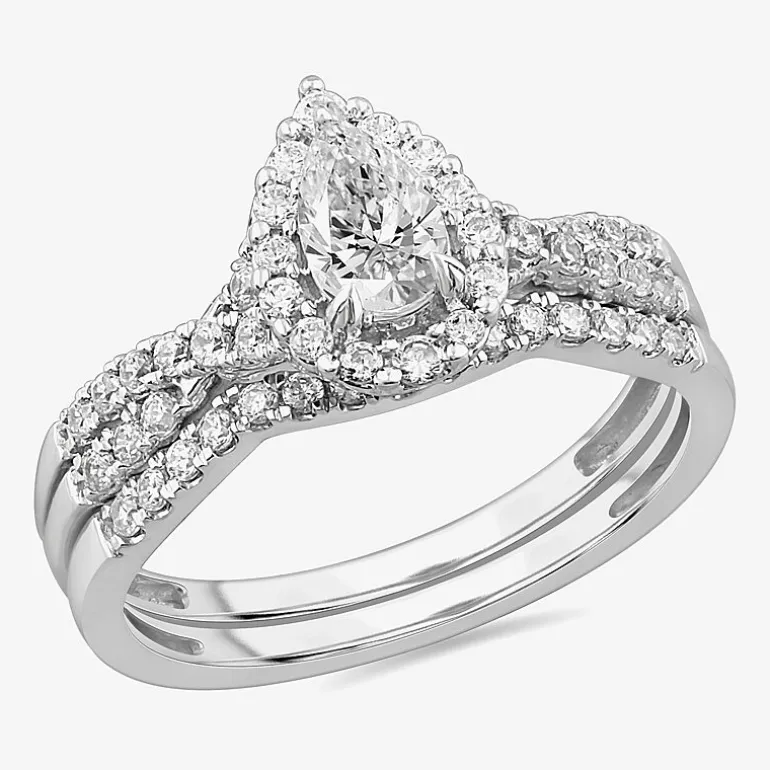 Signature By Modern Bride 7/8 CT.T.W. Lab-Grown (G-H / SI1-SI2) Diamond Pear Side Stone Bridal Set in 10K or 14K Gold