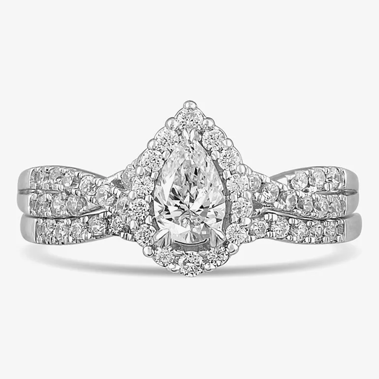 Signature By Modern Bride 7/8 CT.T.W. Lab-Grown (G-H / SI1-SI2) Diamond Pear Side Stone Bridal Set in 10K or 14K Gold