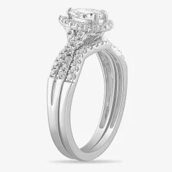 Signature By Modern Bride 7/8 CT.T.W. Lab-Grown (G-H / SI1-SI2) Diamond Pear Side Stone Bridal Set in 10K or 14K Gold