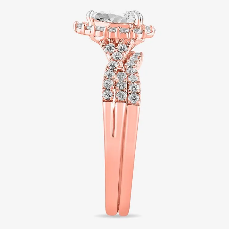 Signature By Modern Bride 7/8 CT.T.W. Lab-Grown (G-H / SI1-SI2) Diamond Pear Side Stone Bridal Set in 10K or 14K Gold