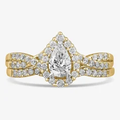 Signature By Modern Bride 7/8 CT.T.W. Lab-Grown (G-H / SI1-SI2) Diamond Pear Side Stone Bridal Set in 10K or 14K Gold