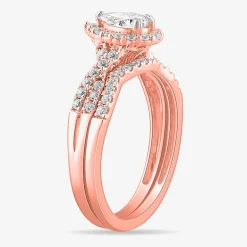 Signature By Modern Bride 7/8 CT.T.W. Lab-Grown (G-H / SI1-SI2) Diamond Pear Side Stone Bridal Set in 10K or 14K Gold