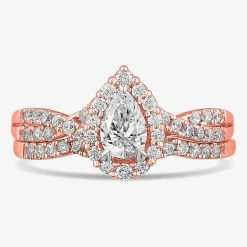 Signature By Modern Bride 7/8 CT.T.W. Lab-Grown (G-H / SI1-SI2) Diamond Pear Side Stone Bridal Set in 10K or 14K Gold