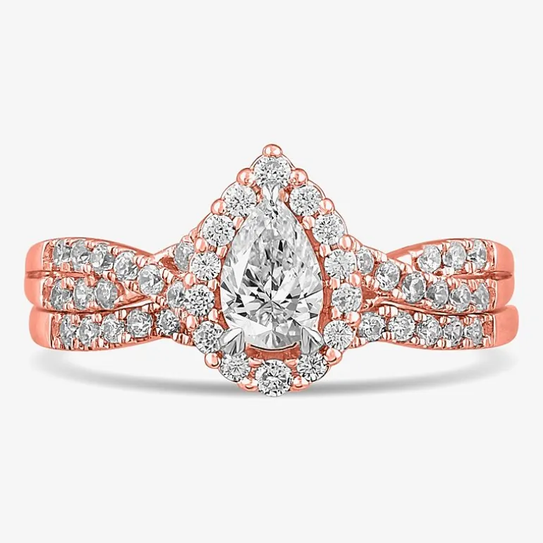 Signature By Modern Bride 7/8 CT.T.W. Lab-Grown (G-H / SI1-SI2) Diamond Pear Side Stone Bridal Set in 10K or 14K Gold