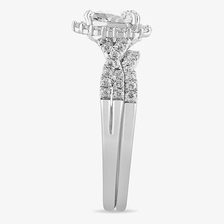 Signature By Modern Bride 7/8 CT.T.W. Lab-Grown (G-H / SI1-SI2) Diamond Pear Side Stone Bridal Set in 10K or 14K Gold