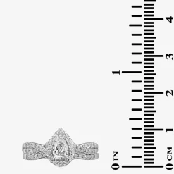 Signature By Modern Bride 7/8 CT.T.W. Lab-Grown (G-H / SI1-SI2) Diamond Pear Side Stone Bridal Set in 10K or 14K Gold