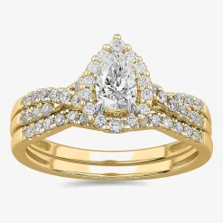 Signature By Modern Bride 7/8 CT.T.W. Lab-Grown (G-H / SI1-SI2) Diamond Pear Side Stone Bridal Set in 10K or 14K Gold