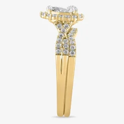 Signature By Modern Bride 7/8 CT.T.W. Lab-Grown (G-H / SI1-SI2) Diamond Pear Side Stone Bridal Set in 10K or 14K Gold