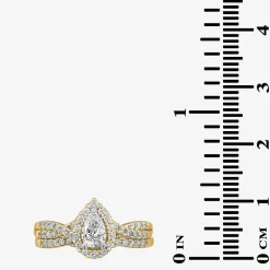 Signature By Modern Bride 7/8 CT.T.W. Lab-Grown (G-H / SI1-SI2) Diamond Pear Side Stone Bridal Set in 10K or 14K Gold