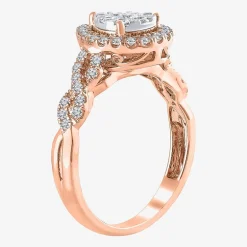 Signature By Modern Bride 1 CT.T.W. Natural Diamond Pear Shape Side Stone Halo Bridal Set in 10K or 14K Gold