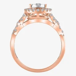 Signature By Modern Bride 1 CT.T.W. Natural Diamond Pear Shape Side Stone Halo Bridal Set in 10K or 14K Gold