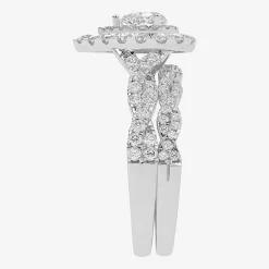 Signature By Modern Bride 1 CT.T.W. Natural Diamond Pear Shape Side Stone Halo Bridal Set in 10K or 14K Gold