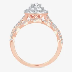 Signature By Modern Bride 1 CT.T.W. Natural Diamond Pear Shape Side Stone Halo Bridal Set in 10K or 14K Gold