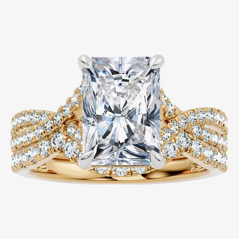Signature By Modern Bride (F-G / Vs2-Si1) Womens 3 1/2 CT. T.W Lab Grown White Diamond 10K Gold Rectangular Side Stone Bridal Set