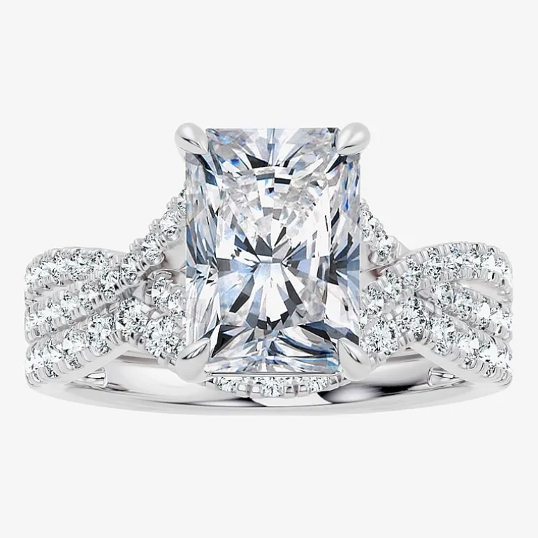 Signature By Modern Bride (F-G / Vs2-Si1) Womens 3 1/2 CT. T.W Lab Grown White Diamond 10K Gold Rectangular Side Stone Bridal Set